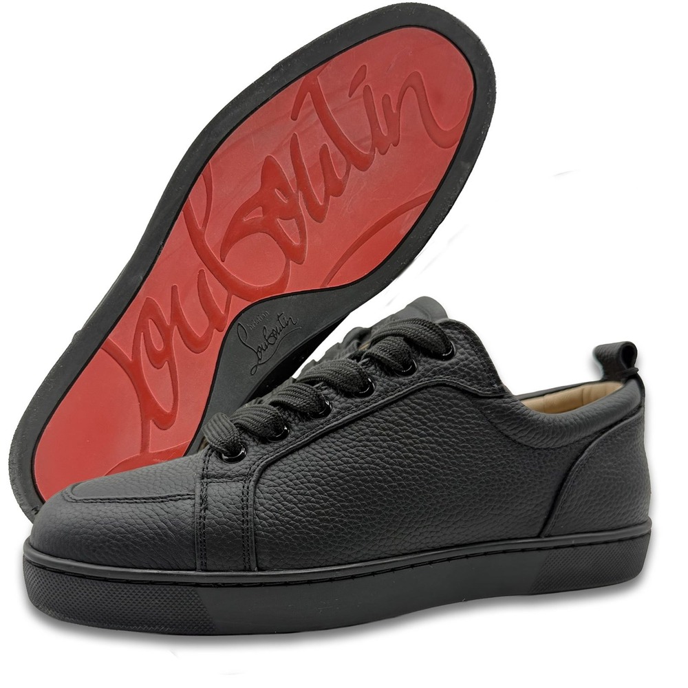Christian Louboutin Louis Junior Black Grained Leather Sneakers Men's US 5 EU 38